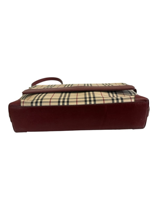Burberry Beige, Red, Black Canvas & Leather Magnetic Flap Novacheck Plaid Bag Beige, Red, Black / S