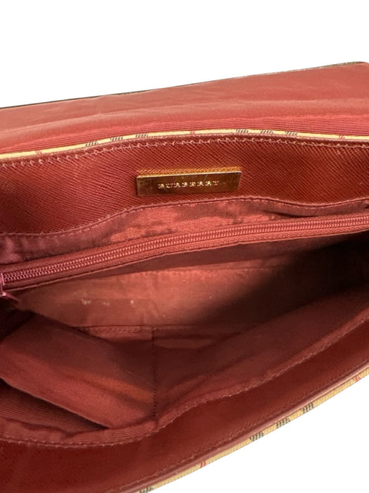 Burberry Beige, Red, Black Canvas & Leather Magnetic Flap Novacheck Plaid Bag Beige, Red, Black / S