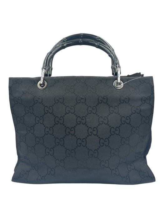 Gucci Black Nylon Jacquard Bamboo Detail hand bag Bag Black / S