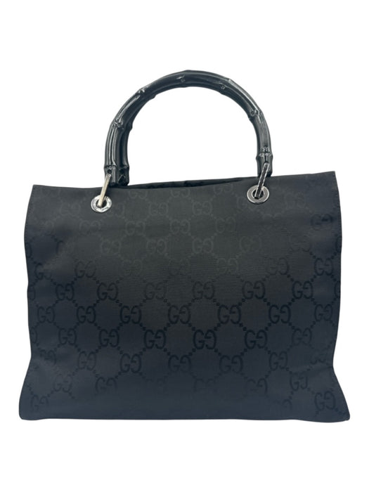 Gucci Black Nylon Jacquard Bamboo Detail hand bag Bag Black / S