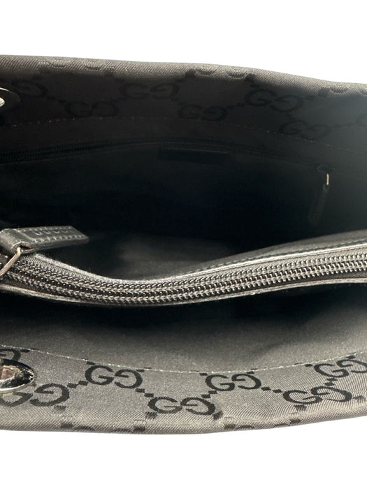 Gucci Black Nylon Jacquard Bamboo Detail hand bag Bag Black / S