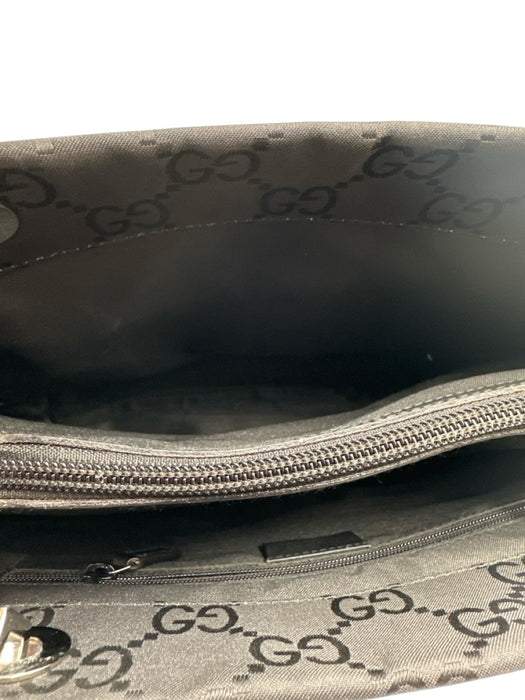 Gucci Black Nylon Jacquard Bamboo Detail hand bag Bag Black / S