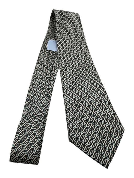 Hermes Vintage Dark Gray & Blue Silk Abstract Tie Dark Gray & Blue