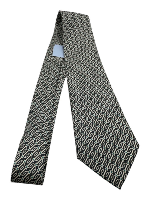 Hermes Vintage Dark Gray & Blue Silk Abstract Tie Dark Gray & Blue
