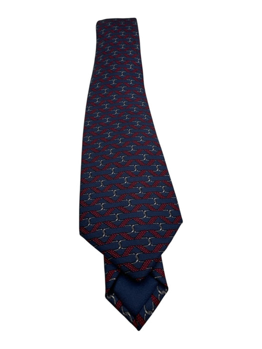 Hermes Vintage Navy & Red Silk Abstract Tie Navy & Red