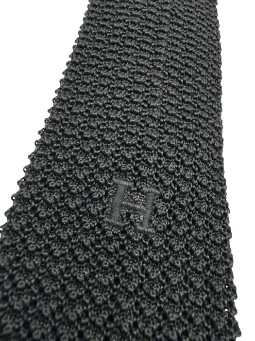Hermes Vintage Black Knit Crochet Tie Black
