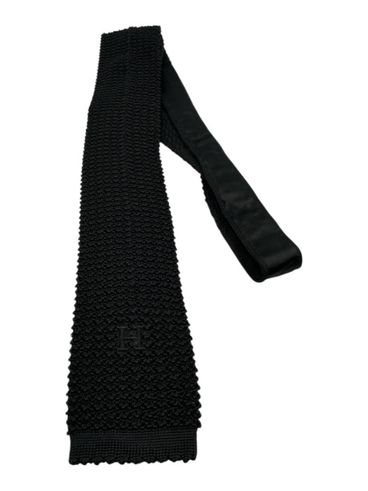 Hermes Vintage Black Knit Crochet Tie Black