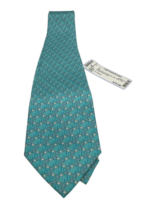 Ferragamo NWT Blue & white Print Silk Palm Tree Vintage Tie Blue & white Print