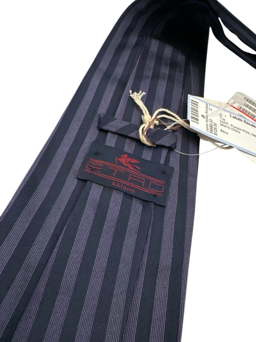 Etro NWT Purple Print Silk Stripe Vintage Tie Purple Print