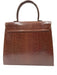Ferragamo Brown Lizard Leather Gold Hardware Top Handle Crossbody Strap Bag Brown / Small