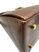 Ferragamo Brown Lizard Leather Gold Hardware Top Handle Crossbody Strap Bag Brown / Small