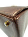 Ferragamo Brown Lizard Leather Gold Hardware Top Handle Crossbody Strap Bag Brown / Small