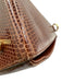Ferragamo Brown Lizard Leather Gold Hardware Top Handle Crossbody Strap Bag Brown / Small