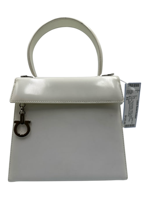 Ferragamo White Patent Leather Top Handle Crossbody Strap Vintage Bag White / XS