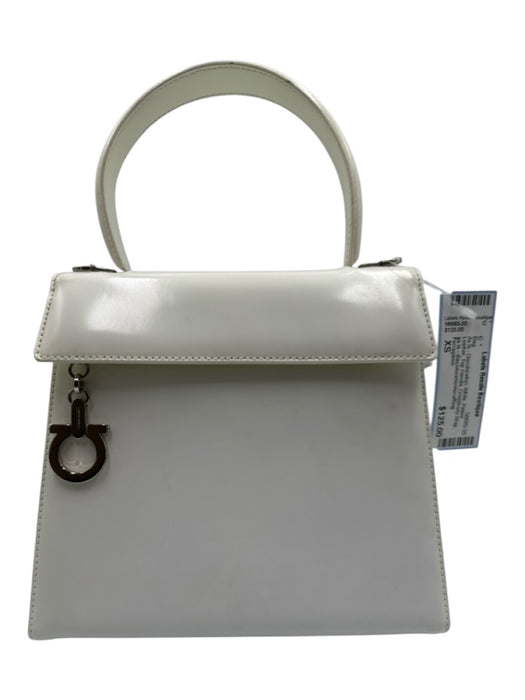 Ferragamo White Patent Leather Top Handle Crossbody Strap Vintage Bag White / XS