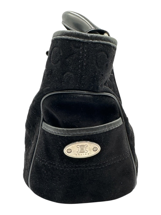 Celine Black Suede Embossed SHW Handle Vintage Bag Black / Medium