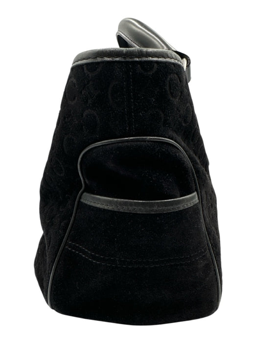 Celine Black Suede Embossed SHW Handle Vintage Bag Black / Medium