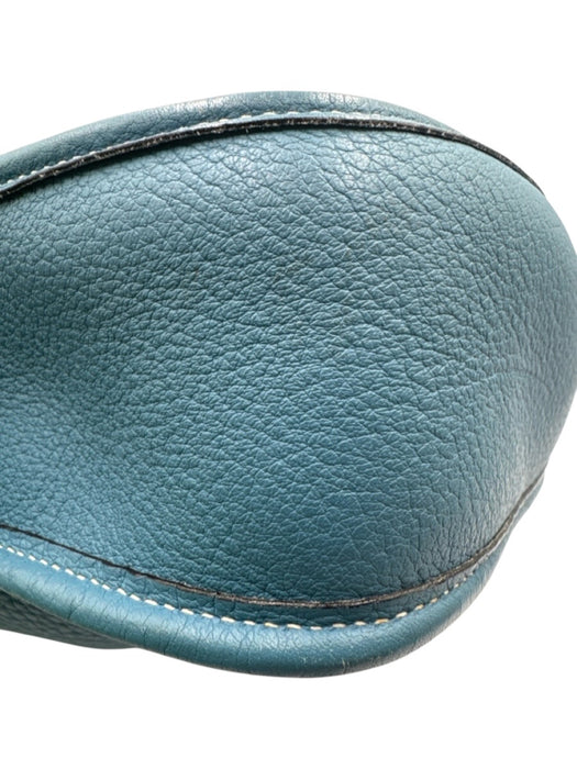 Hermes Blue Leather Clemence Perforated Saddle Certified by Entrupy Bag Blue / S/M