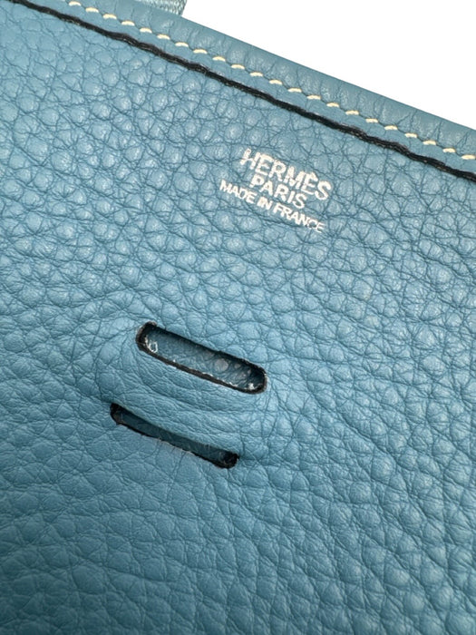 Hermes Blue Leather Clemence Perforated Saddle Certified by Entrupy Bag Blue / S/M