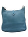 Hermes Blue Leather Clemence Perforated Saddle Certified by Entrupy Bag Blue / S/M