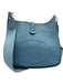 Hermes Blue Leather Clemence Perforated Saddle Certified by Entrupy Bag Blue / S/M