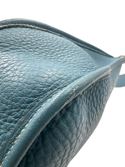 Hermes Blue Leather Clemence Perforated Saddle Certified by Entrupy Bag Blue / S/M