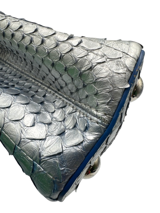 Louis Vuitton Blue & Silver Leather Python Ombre Top Handle Bag Blue & Silver / Small