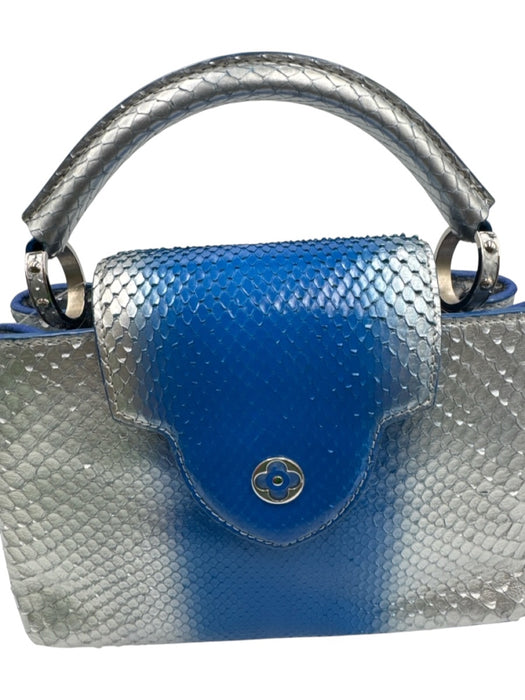 Louis Vuitton Blue & Silver Leather Python Ombre Top Handle Bag Blue & Silver / Small