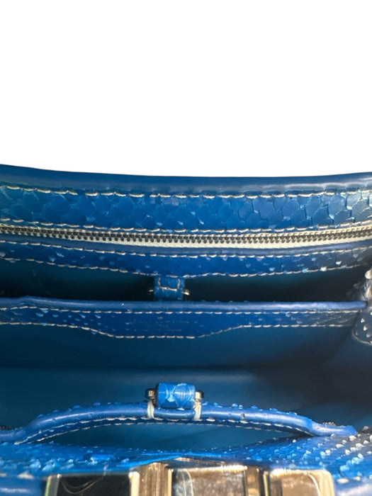 Louis Vuitton Blue & Silver Leather Python Ombre Top Handle Bag Blue & Silver / Small
