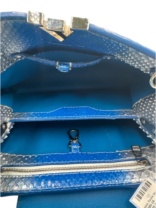 Louis Vuitton Blue & Silver Leather Python Ombre Top Handle Bag Blue & Silver / Small