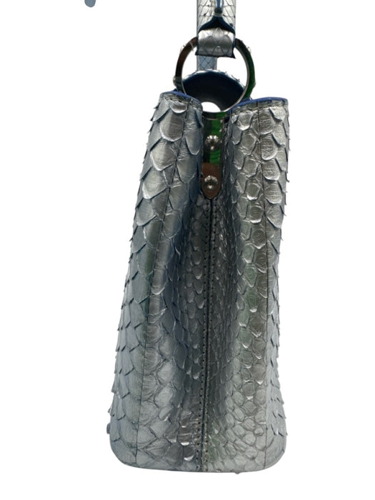 Louis Vuitton Blue & Silver Leather Python Ombre Top Handle Bag Blue & Silver / Small
