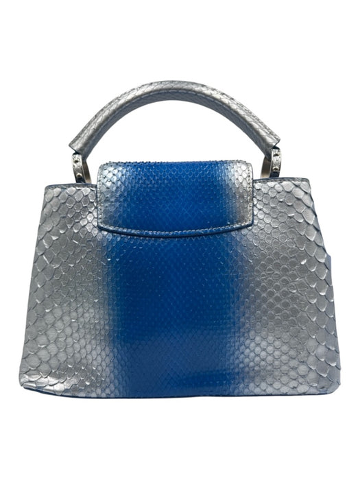Louis Vuitton Blue & Silver Leather Python Ombre Top Handle Bag Blue & Silver / Small