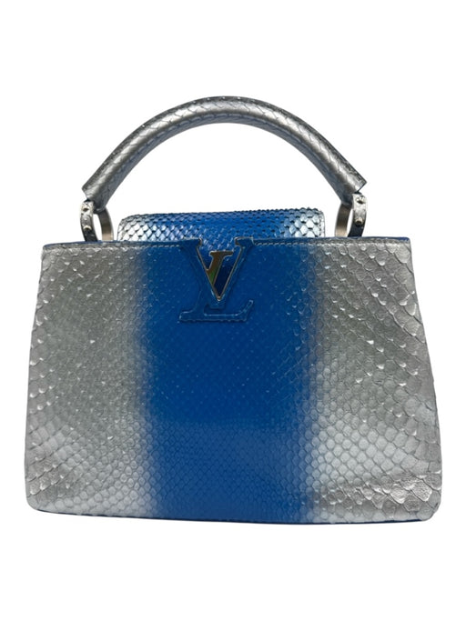 Louis Vuitton Blue & Silver Leather Python Ombre Top Handle Bag Blue & Silver / Small