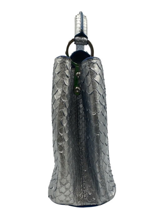 Louis Vuitton Blue & Silver Leather Python Ombre Top Handle Bag Blue & Silver / Small