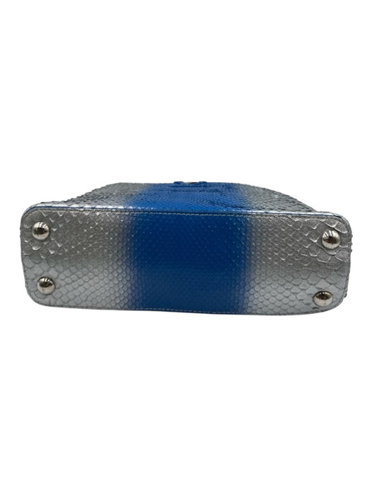Louis Vuitton Blue & Silver Leather Python Ombre Top Handle Bag Blue & Silver / Small