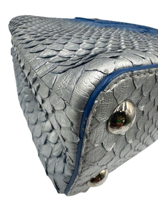 Louis Vuitton Blue & Silver Leather Python Ombre Top Handle Bag Blue & Silver / Small