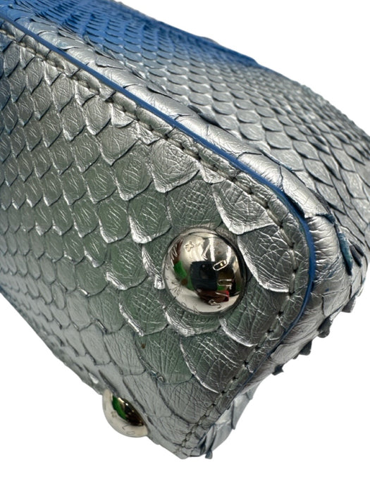 Louis Vuitton Blue & Silver Leather Python Ombre Top Handle Bag Blue & Silver / Small