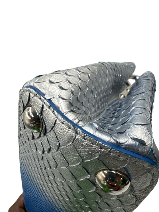 Louis Vuitton Blue & Silver Leather Python Ombre Top Handle Bag Blue & Silver / Small