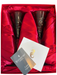 Waterford Red & Clear Crystal Snow Flake Champagne Set Of 2 Glasses Red & Clear