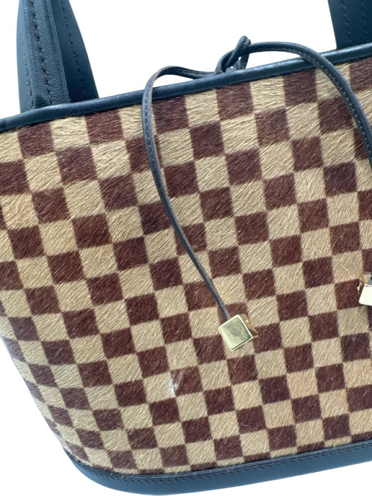 Louis Vuitton Brown & Beige Print Pony Hair Leather Damier Vintage Bag Brown & Beige Print / XS