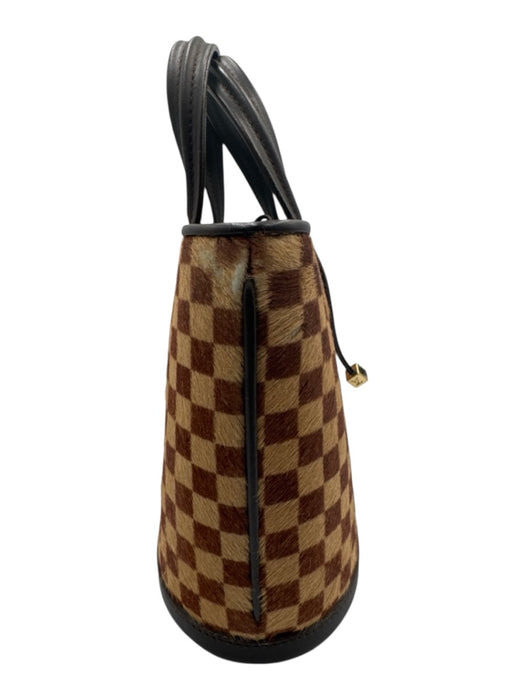 Louis Vuitton Brown & Beige Print Pony Hair Leather Damier Vintage Bag Brown & Beige Print / XS