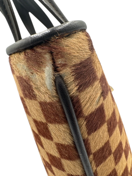 Louis Vuitton Brown & Beige Print Pony Hair Leather Damier Vintage Bag Brown & Beige Print / XS
