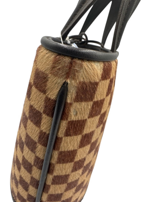 Louis Vuitton Brown & Beige Print Pony Hair Leather Damier Vintage Bag Brown & Beige Print / XS