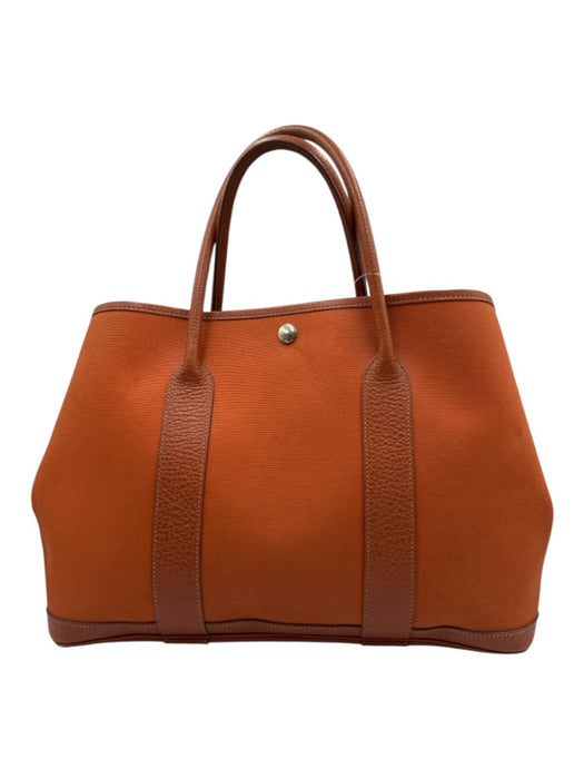 Hermes Orange Canvas Leather trim Top Handle Tote Vintage Bag Orange / M/L