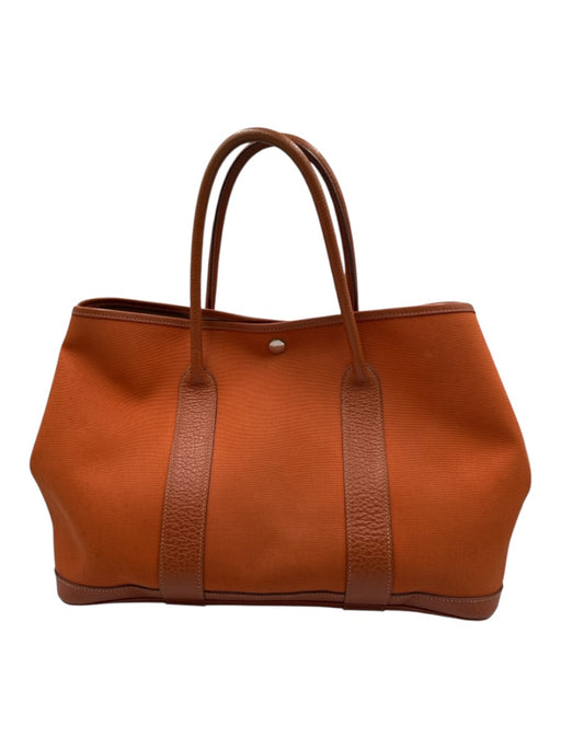 Hermes Orange Canvas Leather trim Top Handle Tote Vintage Bag Orange / M/L