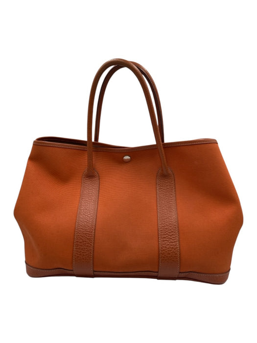 Hermes Orange Canvas Leather trim Top Handle Tote Vintage Bag Orange / M/L
