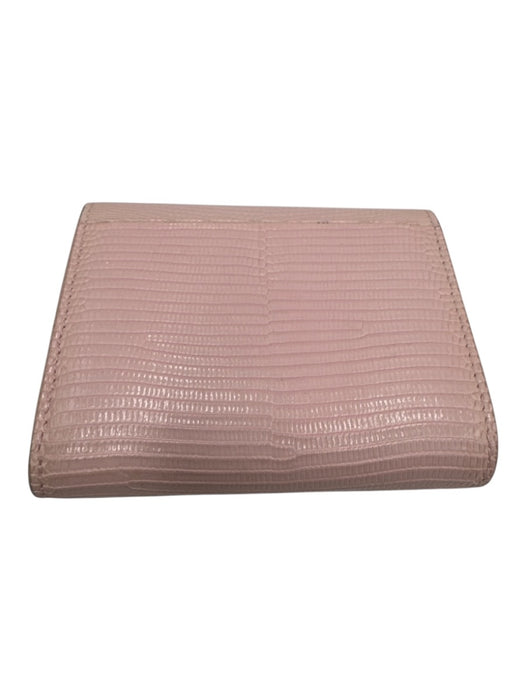Celine Baby Pink Leather Lizard Gold Hardware Bifold Compact Wallets Baby Pink
