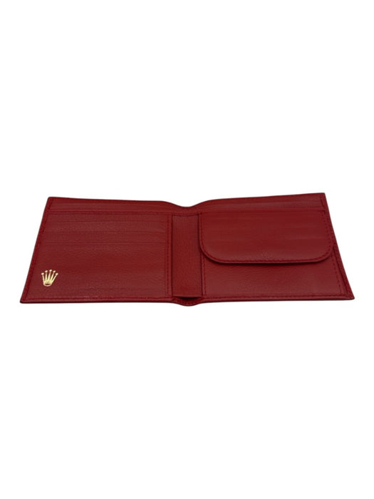 Rolex Red Leather Bifold Wallet Red