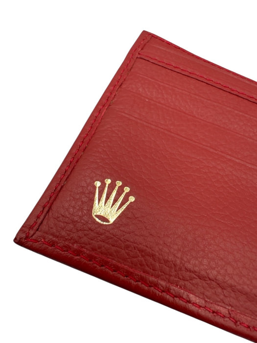 Rolex Red Leather Bifold Wallet Red