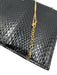 Saint Laurent Black Leather Lizard Gold Chain Wallet on a Chain Clutch Wallets Black
